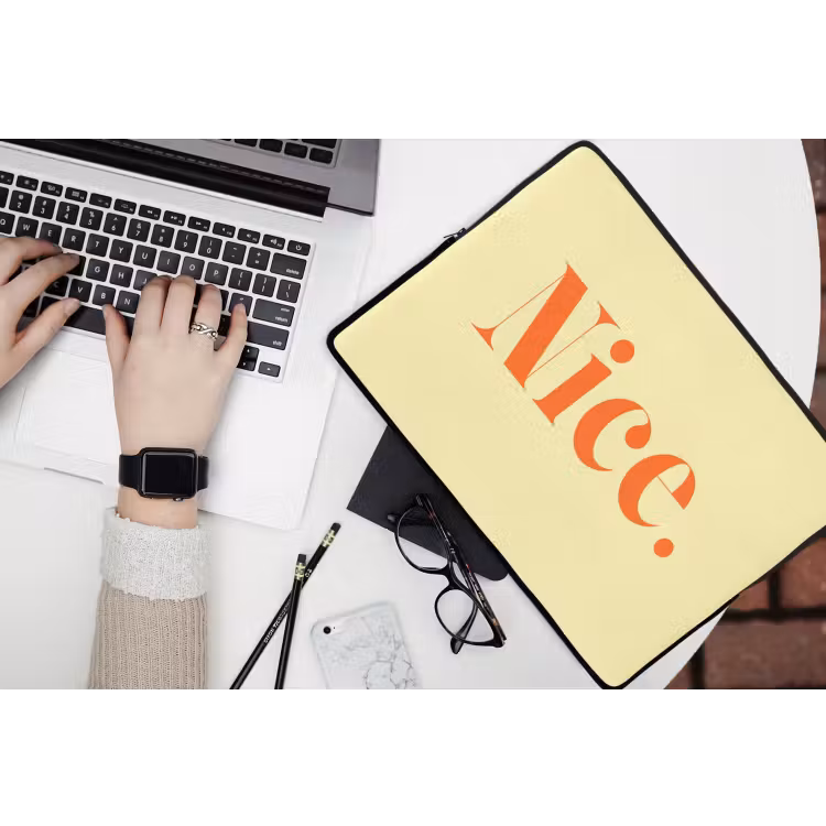 Laptophoes - Nice - Oranje - Geel - Minimalistisch — 3