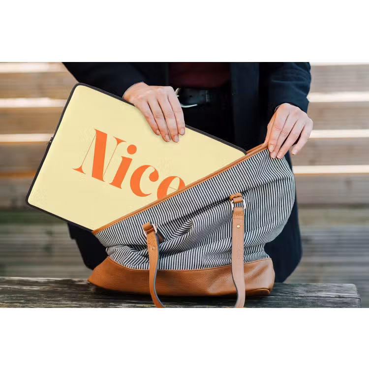 Laptophoes - Nice - Oranje - Geel - Minimalistisch — 4