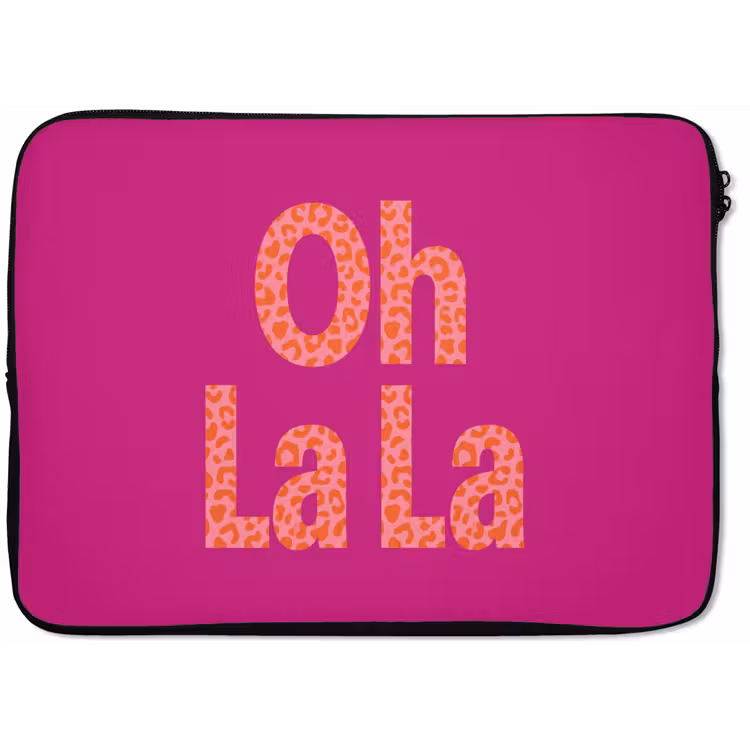 Laptophoes - Oh la la - Luipaardprint - Roze — 1