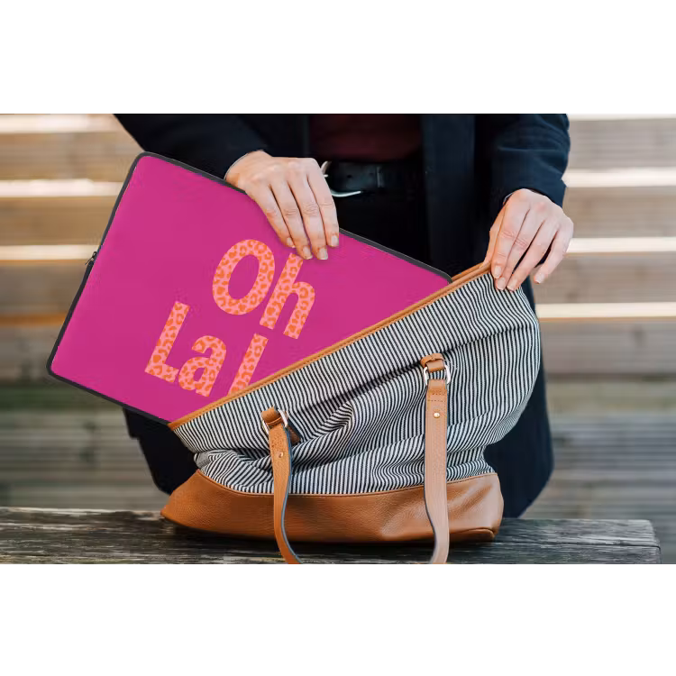 Laptophoes - Oh la la - Luipaardprint - Roze — 4