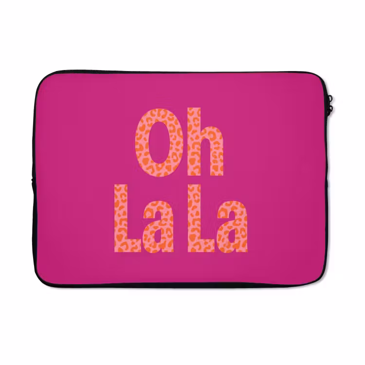 Laptophoes - Oh la la - Luipaardprint - Roze — 5