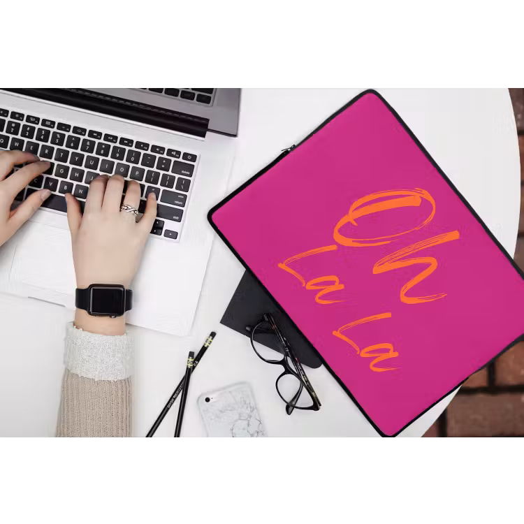 Laptophoes - Oh la la - Oranje - Roze — 3