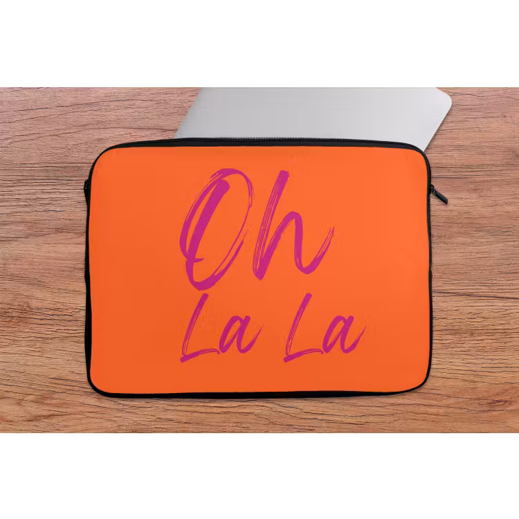 Laptophoes - Oh la la - Oranje - Roze - Grafisch — 2