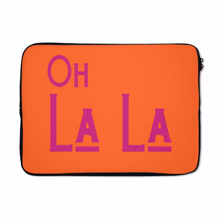 Laptophoes - Oh la la - Oranje - Roze - Scheeflettertype — 5