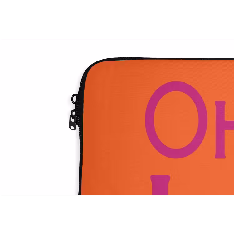 Laptophoes - Oh la la - Oranje - Roze - Scheeflettertype — 6