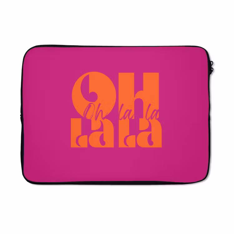Laptophoes - Oh la la - Roze - Oranje - Gestapelde letters — 5