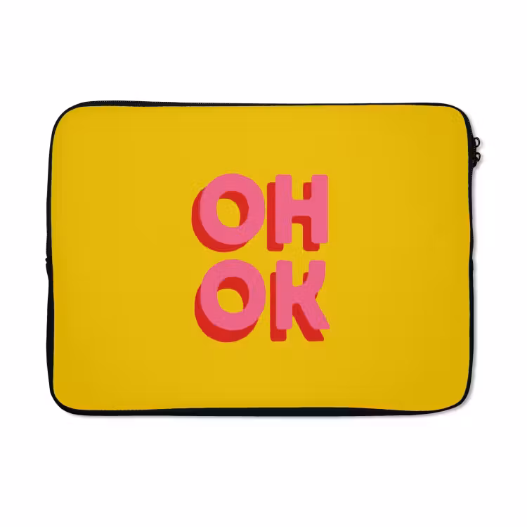 Laptophoes - Oh ok - 3D - Geel - Roze — 5