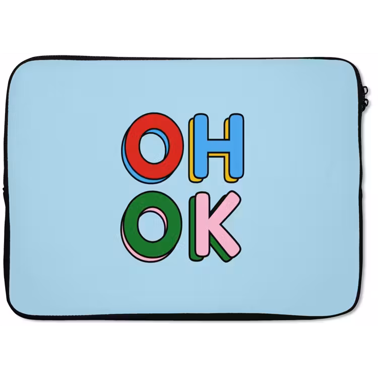 Laptophoes - Oh ok - Blauw - Kleurrijk — 1