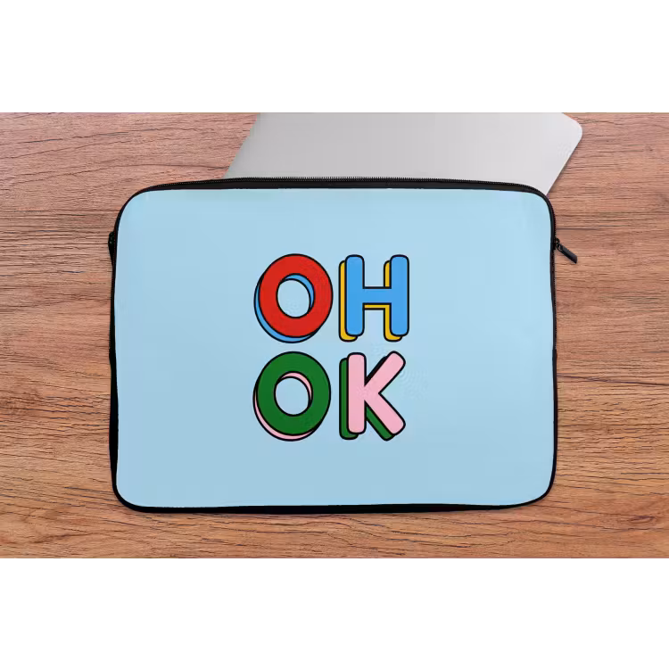 Laptophoes - Oh ok - Blauw - Kleurrijk — 2