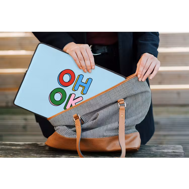 Laptophoes - Oh ok - Blauw - Kleurrijk — 4