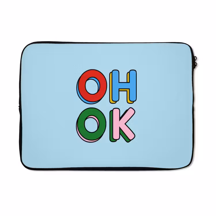 Laptophoes - Oh ok - Blauw - Kleurrijk — 5