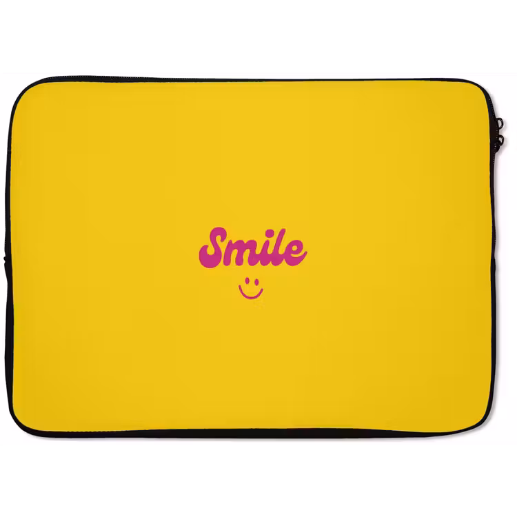 Laptophoes - Smile - Geel - Roze — 1