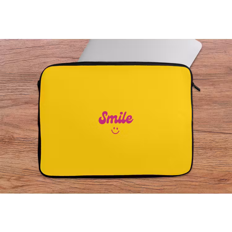 Laptophoes - Smile - Geel - Roze — 2