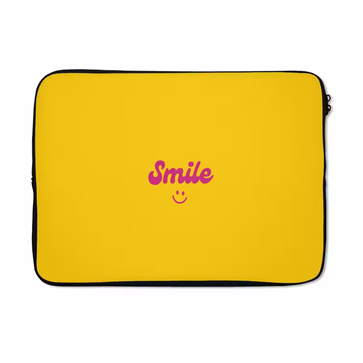 Laptophoes - Smile - Geel - Roze — 5