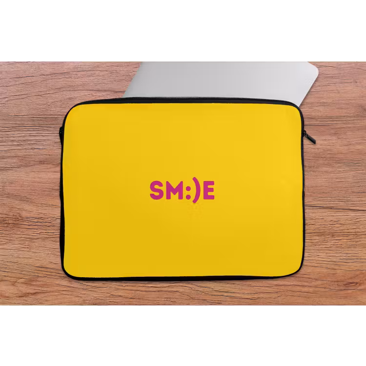 Laptophoes - Smile - Roze - Geel — 2