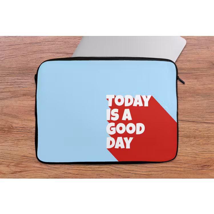 Laptophoes - Today is a good day - Rood - lichtblauw — 2