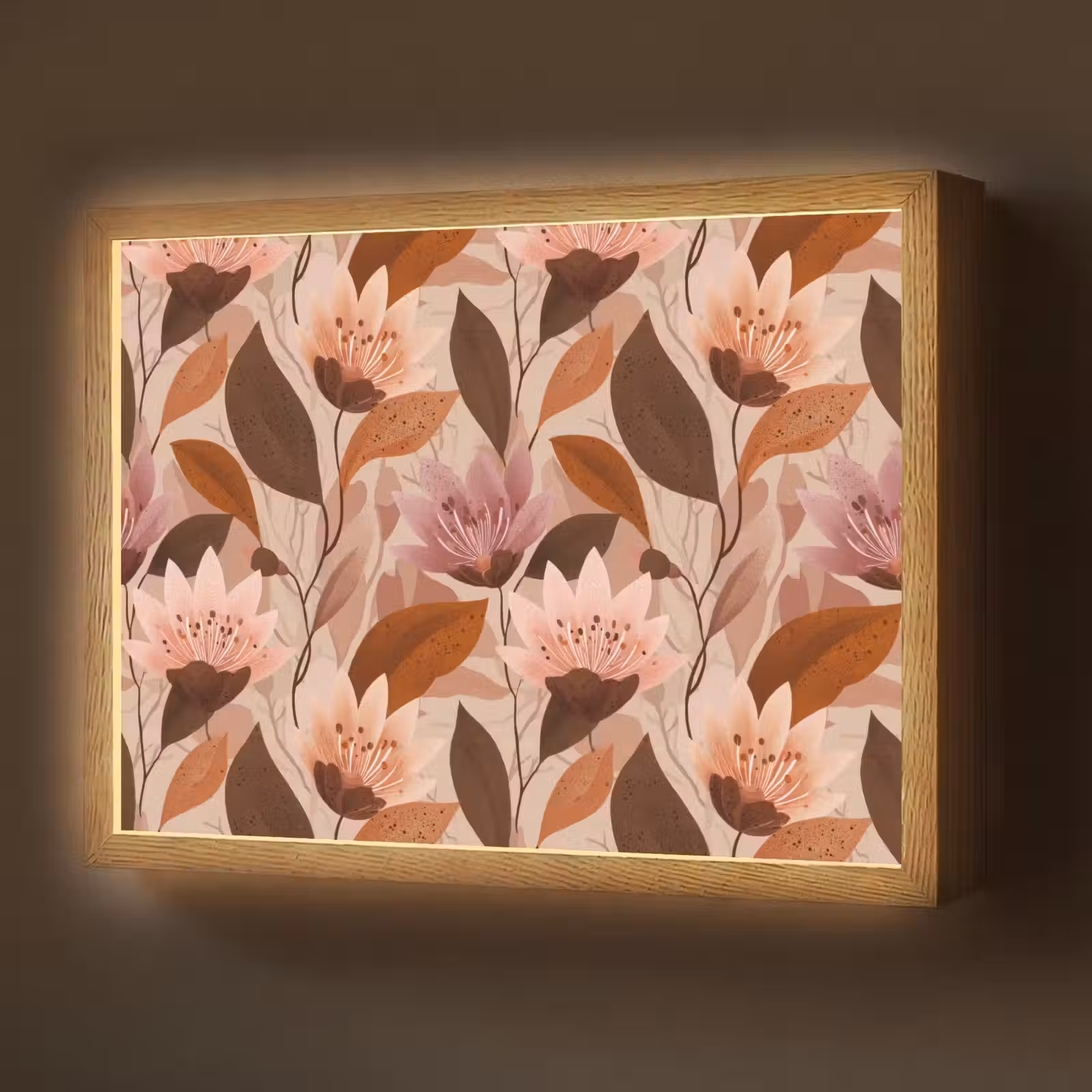 Lightbox - Wandlamp - Bloemen - Bladeren - Bruin — 1
