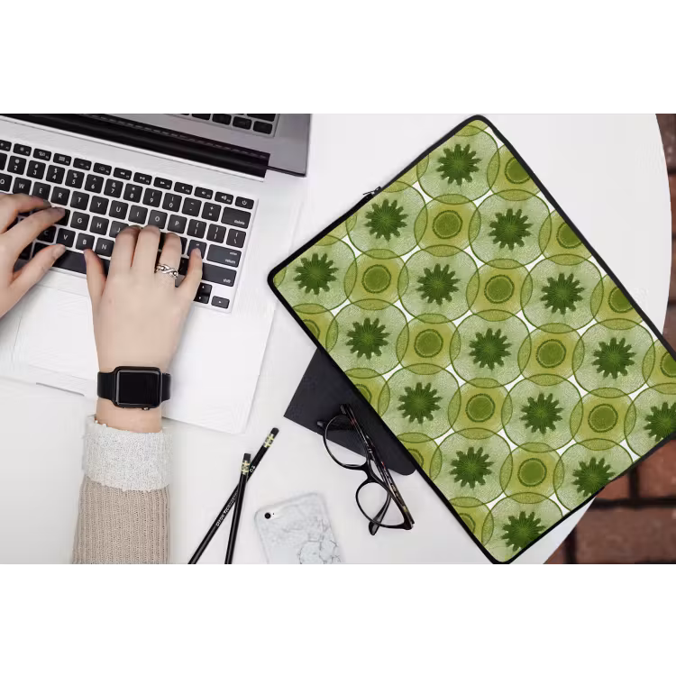 Laptophoes - Cirkels - Patroon - Groen — 3