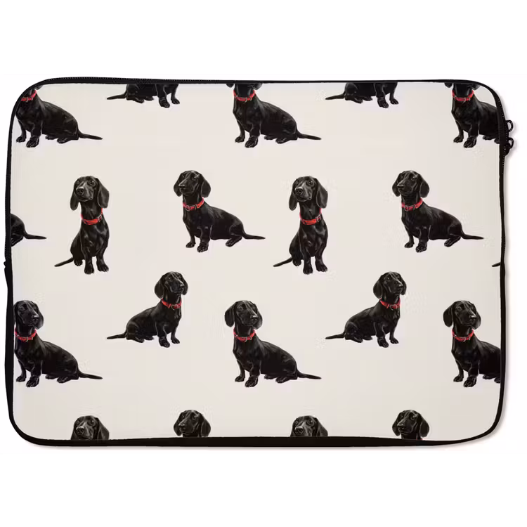 Laptophoes - Hond - Patroon - Zwart — 1