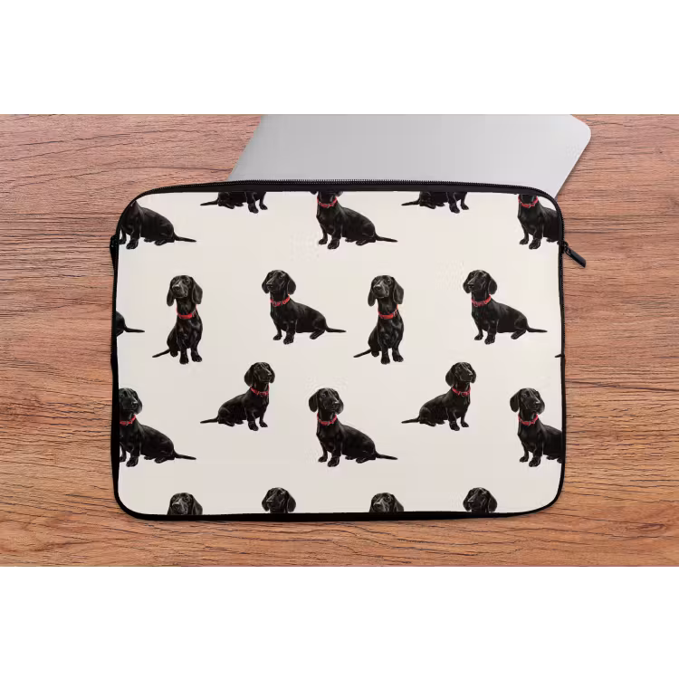 Laptophoes - Hond - Patroon - Zwart — 2