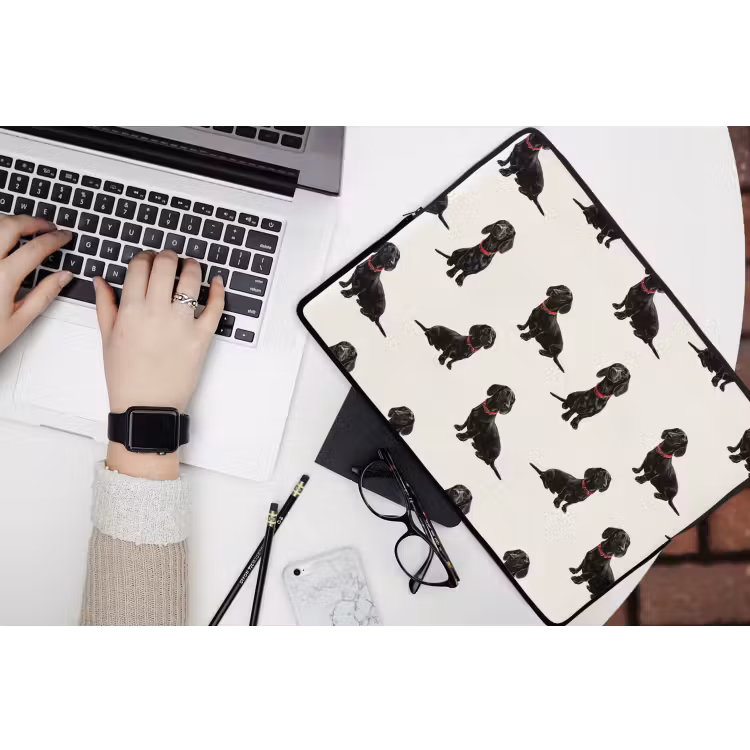 Laptophoes - Hond - Patroon - Zwart — 3