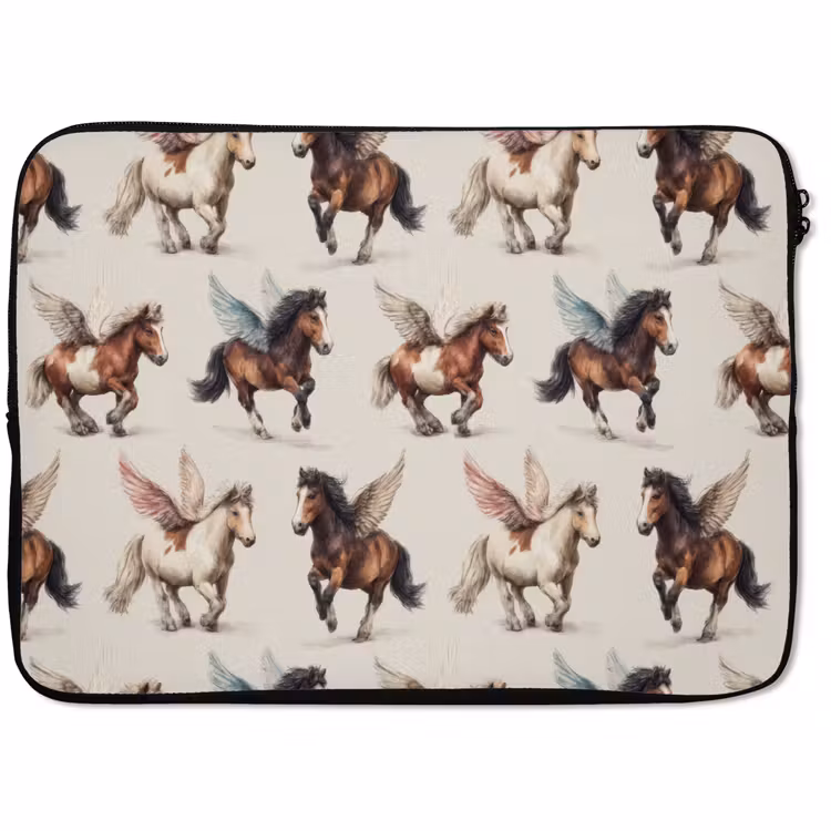 Laptophoes - Paarden - Vleugels - Kleurrijk — 1
