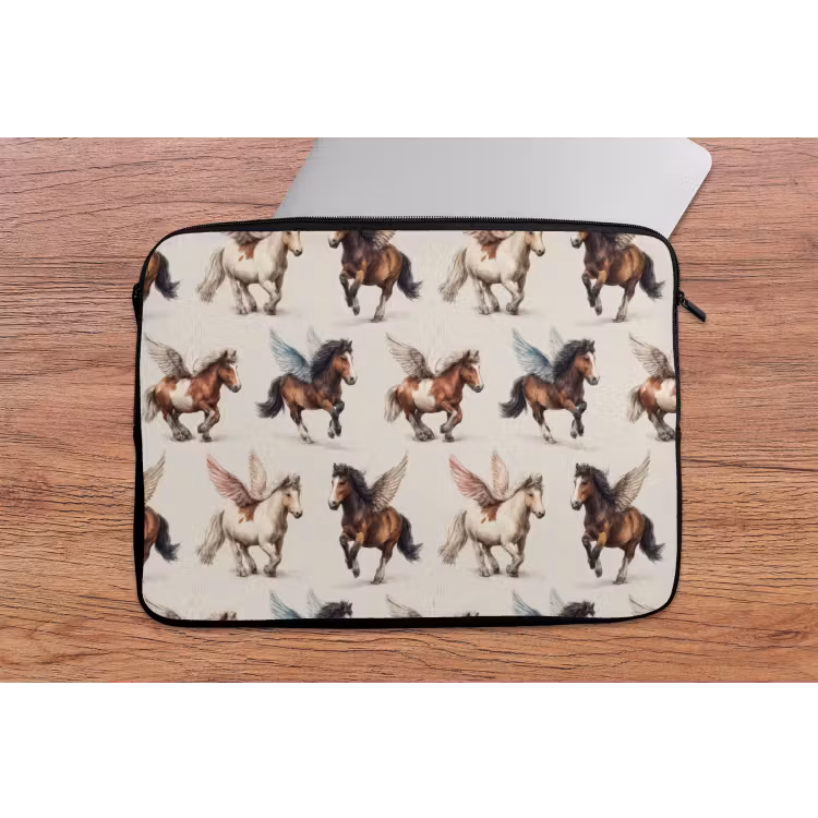 Laptophoes - Paarden - Vleugels - Kleurrijk — 2