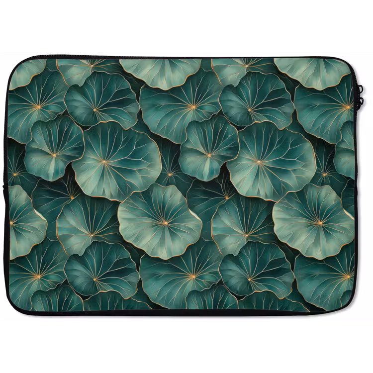 Laptophoes - Patroon - Bladeren - Groen — 1