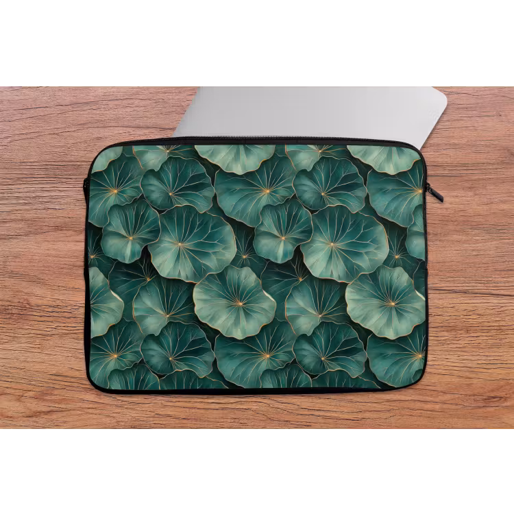 Laptophoes - Patroon - Bladeren - Groen — 2