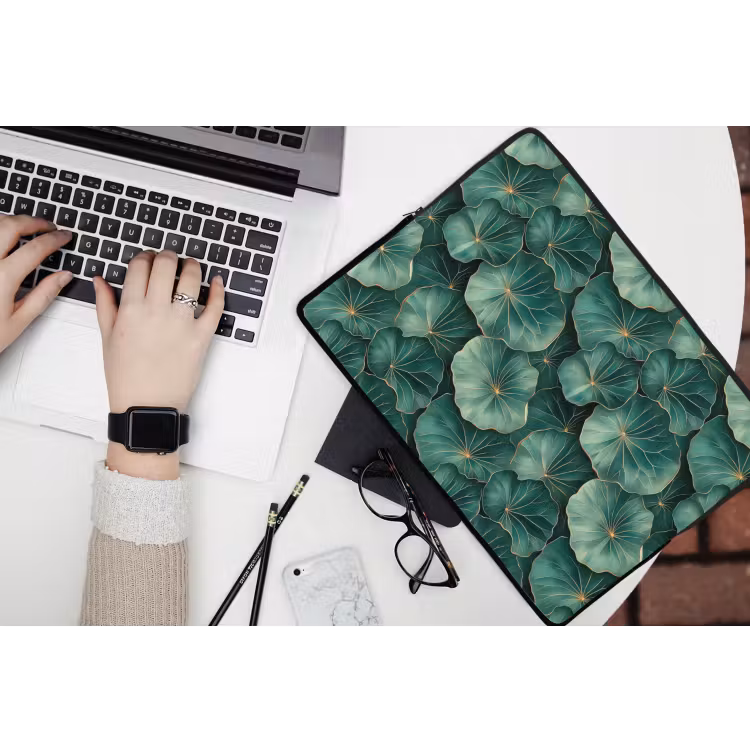 Laptophoes - Patroon - Bladeren - Groen — 3