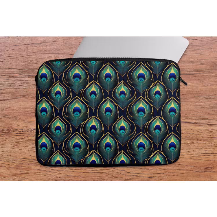 Laptophoes - Pauw - Veren - Groen — 2