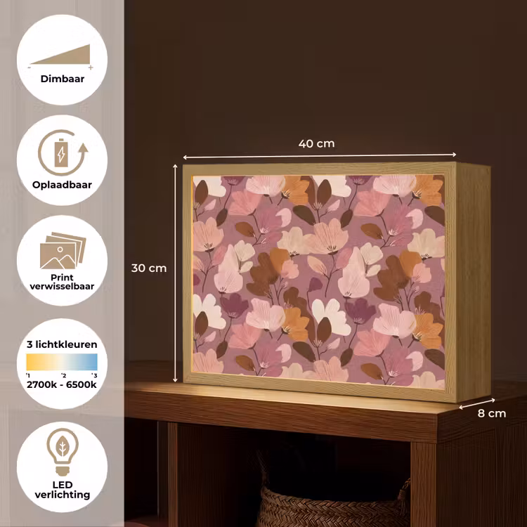 Lightbox - Wandlamp - Bloem - Patroon - Roze — 10