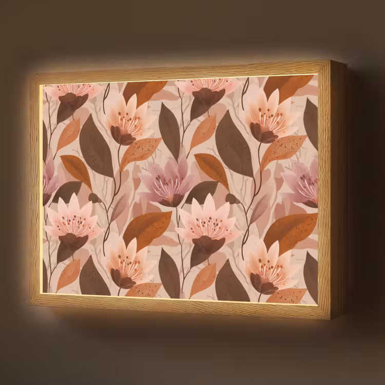 Lightbox - Wandlamp - Bloemen - Bladeren - Bruin — 1