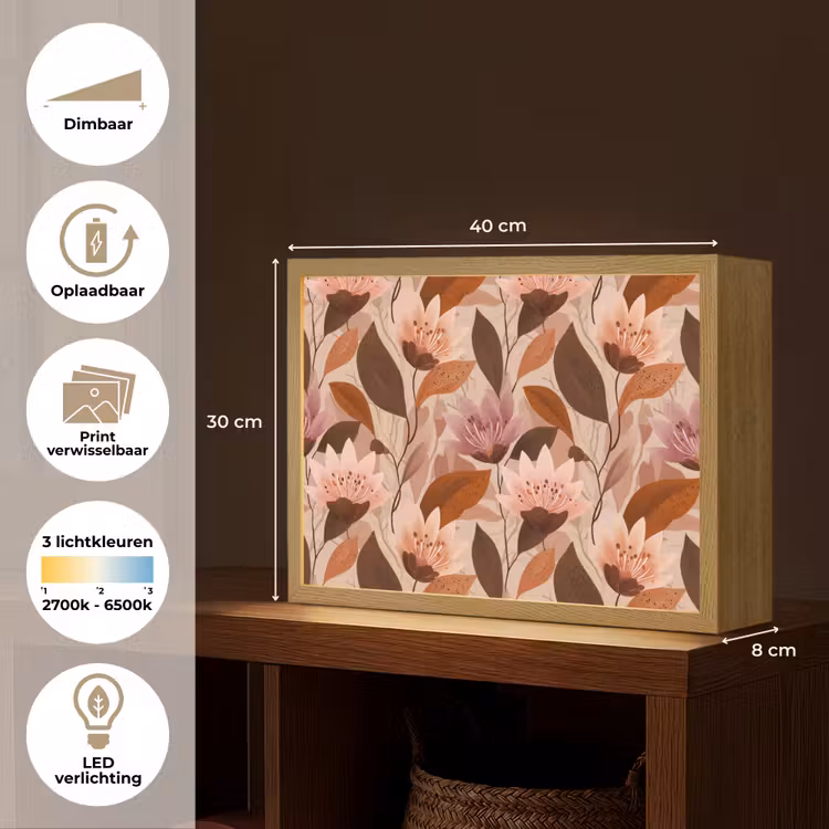 Lightbox - Wandlamp - Bloemen - Bladeren - Bruin — 10