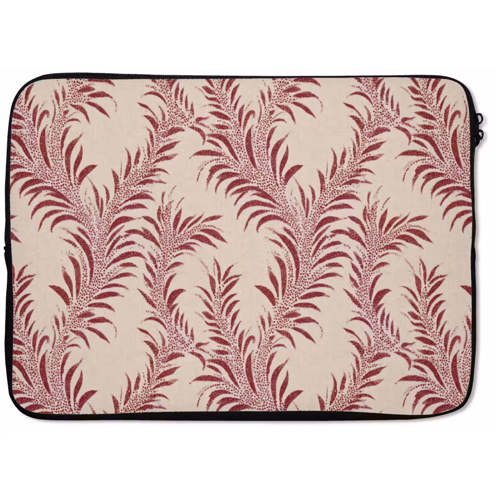Laptophoes - Bladeren - Linnen - Rood — 1