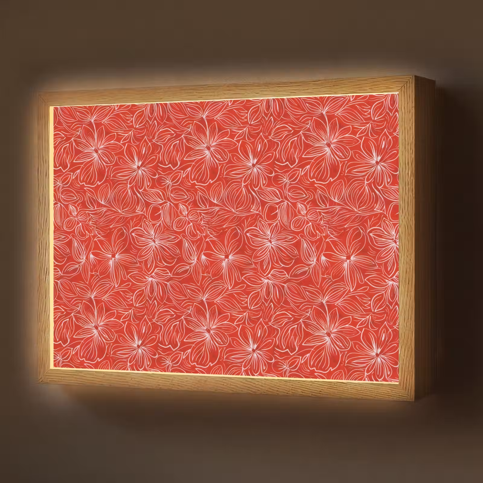 Lightbox - Wandlamp - Bloemen - Patroon - Rood — 1