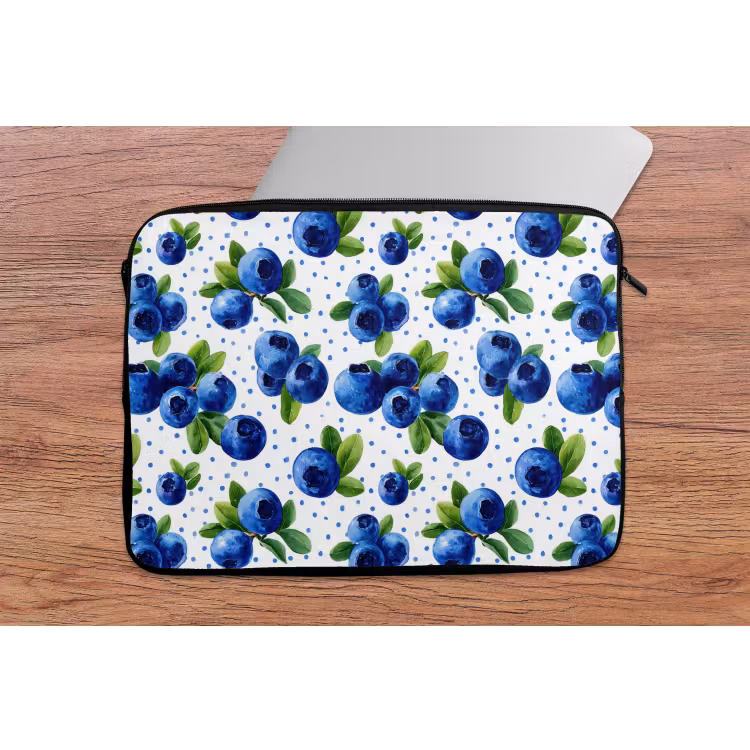 Laptophoes - Bessen - Patroon - Blauw — 2