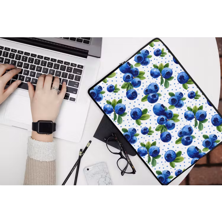 Laptophoes - Bessen - Patroon - Blauw — 3