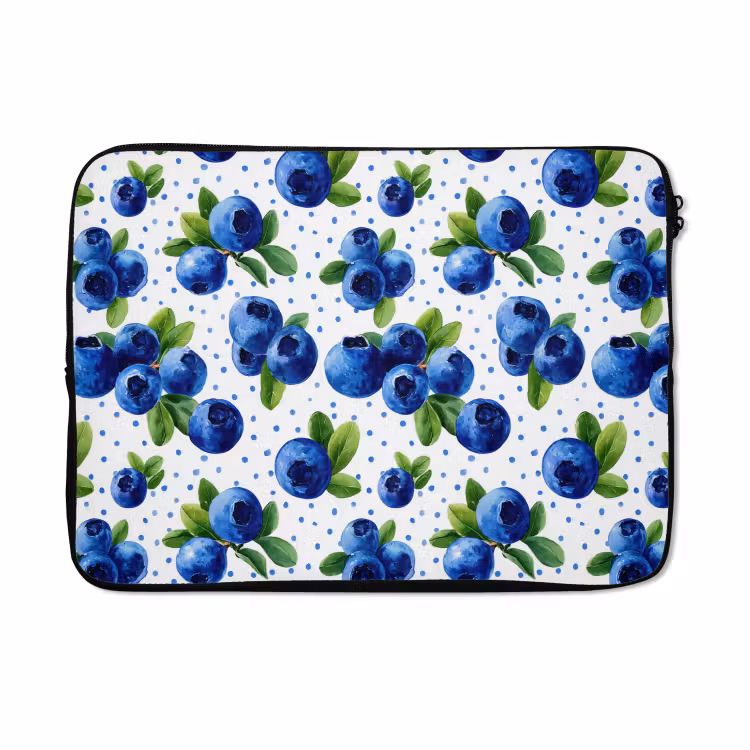 Laptophoes - Bessen - Patroon - Blauw — 5
