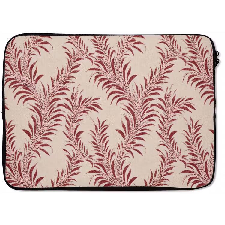 Laptophoes - Bladeren - Linnen - Rood — 1