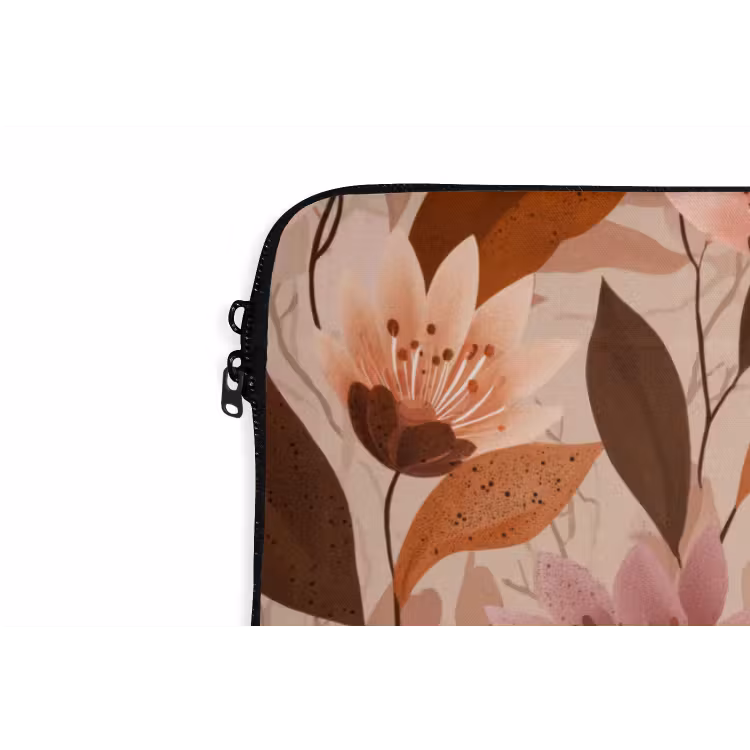 Laptophoes - Bloemen - Bladeren - Bruin — 6