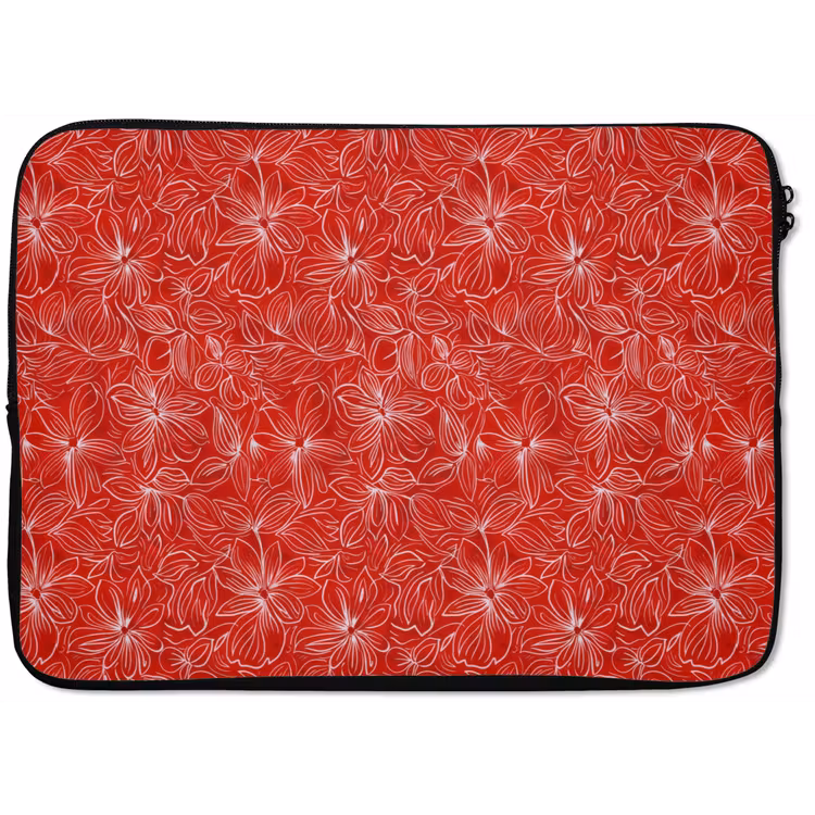 Laptophoes - Bloemen - Patroon - Rood — 1