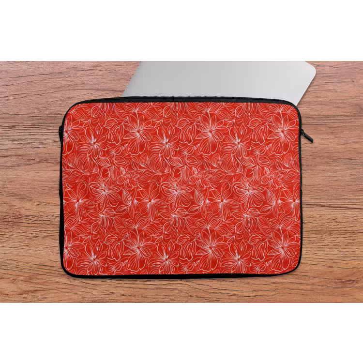 Laptophoes - Bloemen - Patroon - Rood — 2