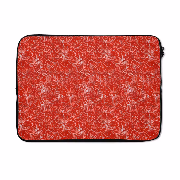 Laptophoes - Bloemen - Patroon - Rood — 5