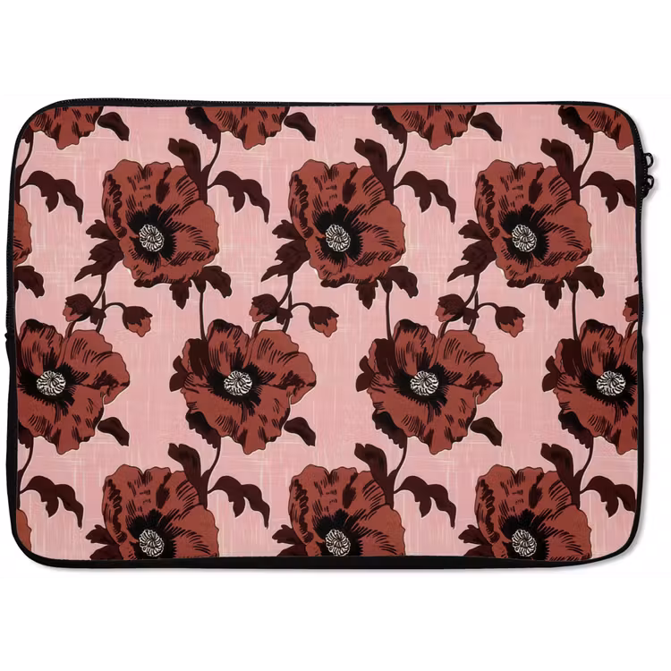 Laptophoes - Bloemen - Retro - Rood — 1