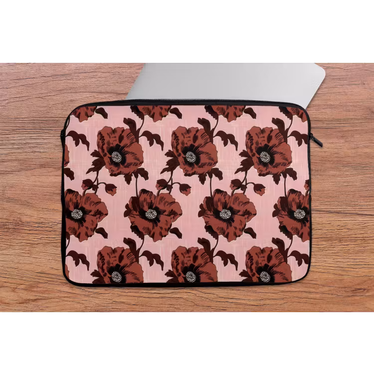 Laptophoes - Bloemen - Retro - Rood — 2
