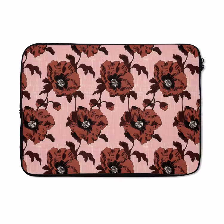 Laptophoes - Bloemen - Retro - Rood — 5