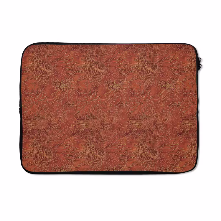 Laptophoes - Oosters - Bloemen - Terracotta — 5