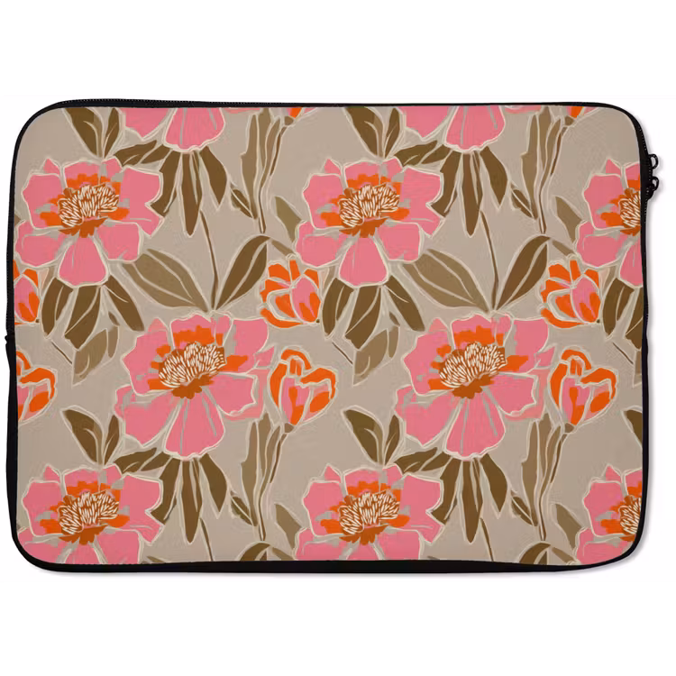 Laptophoes - Pioenrozen - Patroon - Roze — 1
