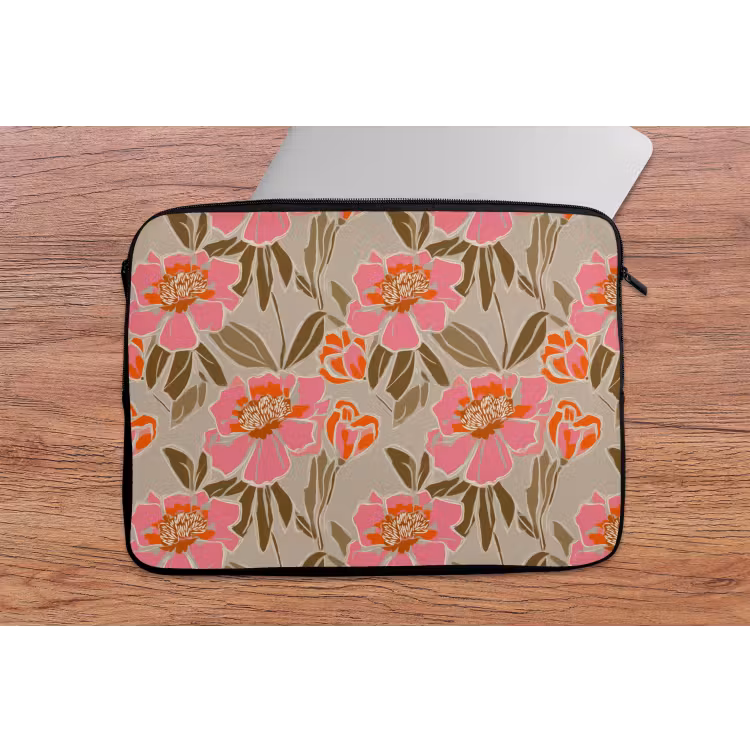 Laptophoes - Pioenrozen - Patroon - Roze — 2